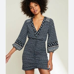 Veronica Beard Zaria Floral Bring Ruched Mini Silk Dress Size 10